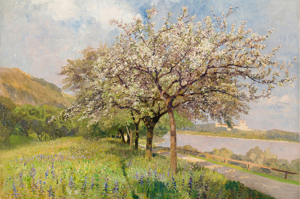 © Maria Egner, Frühling an der Donau mit Blick gegen Stift Melk, Öl auf Leinwand, 1904/06 © Landessammlungen NÖ