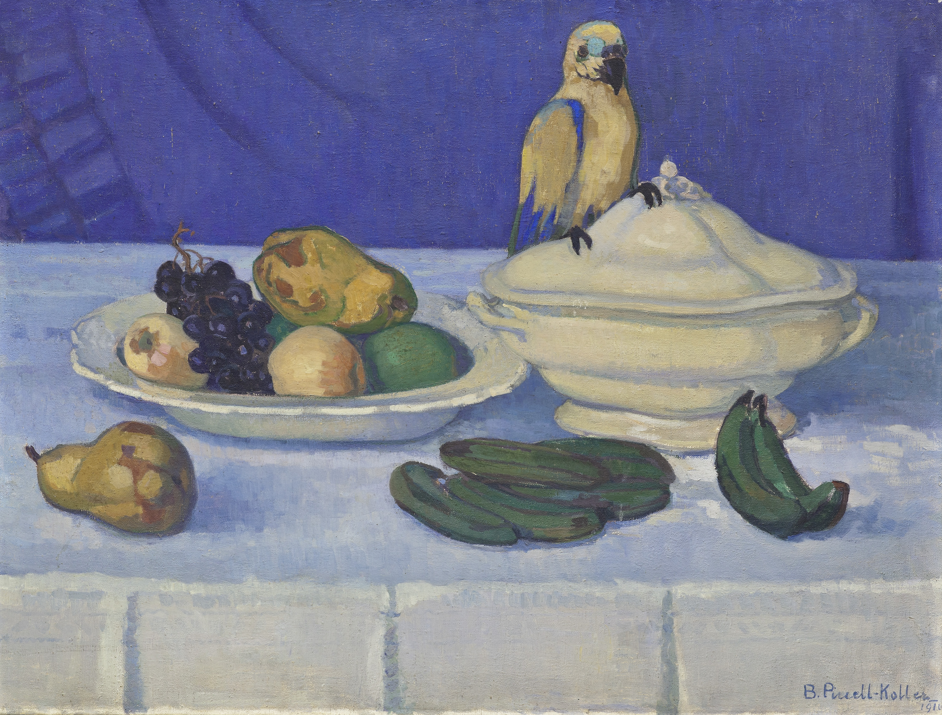 © Broncia Koller-Pinell, „Stillleben mit Früchten und Papagei“, 1910, Öl auf Leinwand  © Landessammlungen NÖ