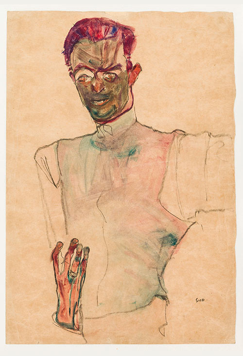 Egon Schiele, Selbstbildnis mit Gilet, 1910